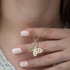 Silver Gold Butterfly Women's Necklace