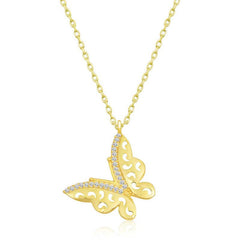 Silver Gold Butterfly Women's Necklace