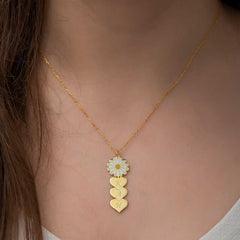 Silver Gold Personalized Heart Daisy Necklace