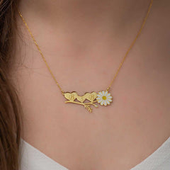 Silver Gold Personalized Heart Daisy Necklace