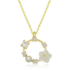 Silver Gold Magnolia Flower Women's Necklace
