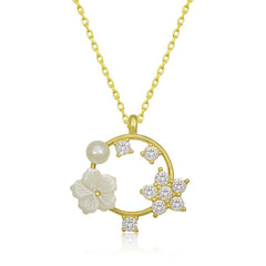 Silver Gold Magnolia Flower Star Women's Necklace