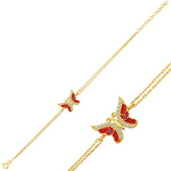 Bracelet papillon en argent, or et émail pour femme