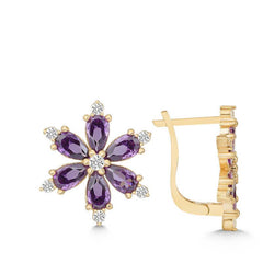 Silver Gold Purple Lotus Flower Women's Earrings