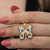 Silver Gold Evil Eye Butterfly Women's Necklace