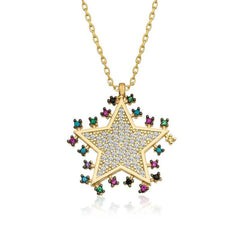 Silver Gold Shining Star Necklace