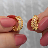 Silver Gold Honeycomb Patterned Hoop Women's Earrings