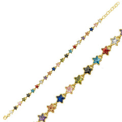 Gümüş Gold Renkli Yıldız Bayan Bileklik