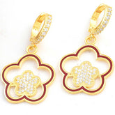 Silver Gold Dangling Flower Patterned Women's Earrings