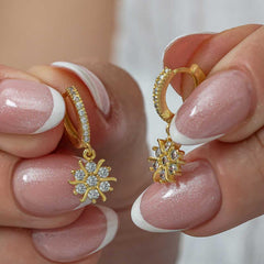 Silver Gold Dangling Sun Women's Earrings