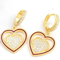 Silver Gold Dangling Heart Women's Earrings