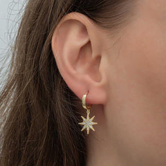 Silver Gold Dangling Pole Star Women's Earrings