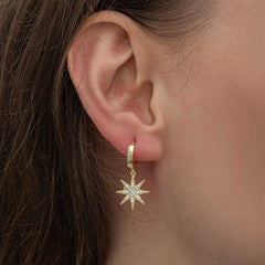 Silver Gold Dangling Pole Star Women's Earrings