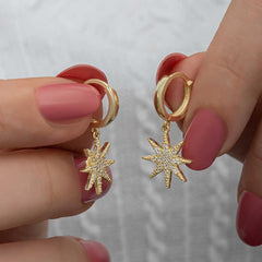 Silver Gold Dangling Pole Star Women's Earrings