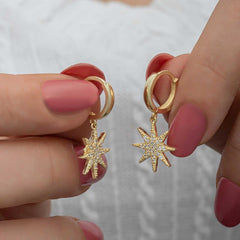 Silver Gold Dangling Pole Star Women's Earrings