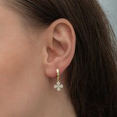 Silver Gold Dangling Clover Women's Earrings