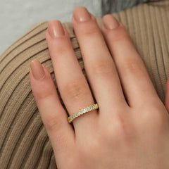 Silver Gold Row Baguette Stone Women's Ring