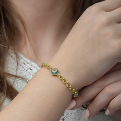 Silver Gold Society Eye Chain Bracelet