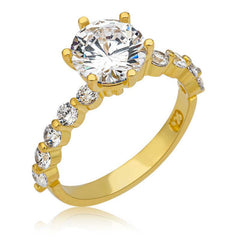 Silver Gold Single Stone Women's Ring
