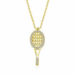 Silver Gold Tennis Racket Women's Necklace