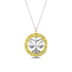 Silver Gold Libra Zodiac Necklace