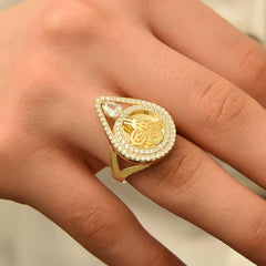 Silver Gold Tughra Women's Ring