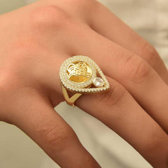 Silver Gold Tughra Women's Ring