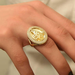 Silver Gold Tughra Women's Ring