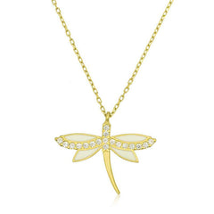 Collier femme libellule argent or