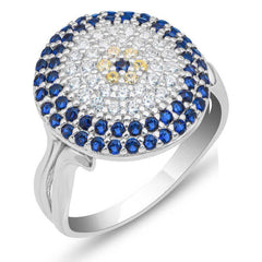 Silver Round Evil Eye Women's Ring