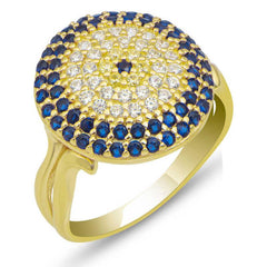 Silver Gold Round Evil Eye Women's Ring