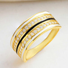 Silver Gold Zircon Stone Women's Ring