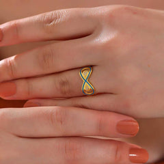 Silver Gold Zircon Stone Infinity Women's Ring