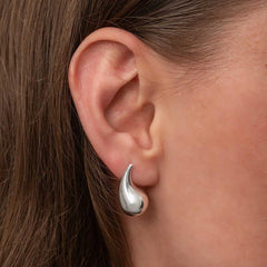 Silver Teardrop Stud Women's Earrings
