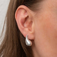 Silver Teardrop Stud Women's Earrings