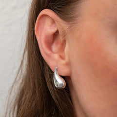 Silver Teardrop Stud Women's Earrings