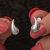 Silver Teardrop Stud Women's Earrings