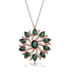 Silver Green Sun Women's Necklace