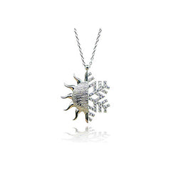 Silver Sun Snowflake Women's Necklace