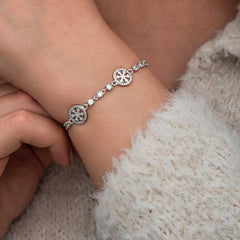 Snowflake Women's Bracelet in Silver Hoop