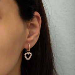 Silver Hoop Heart Women's Earrings