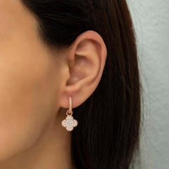 Silver Hoop Clover Women's Earring