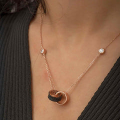 Silver Rose Interlocking Ring Necklace