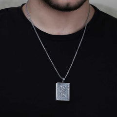 Collier amulette carré en argent ouvrable Mahomet