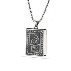 Collier amulette carré en argent ouvrable Mahomet