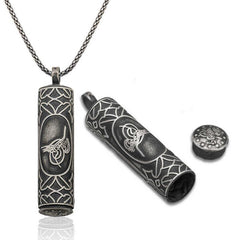 Silver Openable Tughra Cylinder Amulet Holder