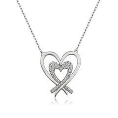 Silver Two Hearts Women's Necklace