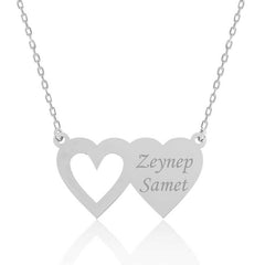 Silver Two Heart Named Women's Necklace