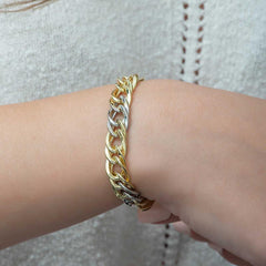 Silver Two-Tone Chain Bracelet