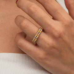 Silver Double Row Dorika Women's Ring